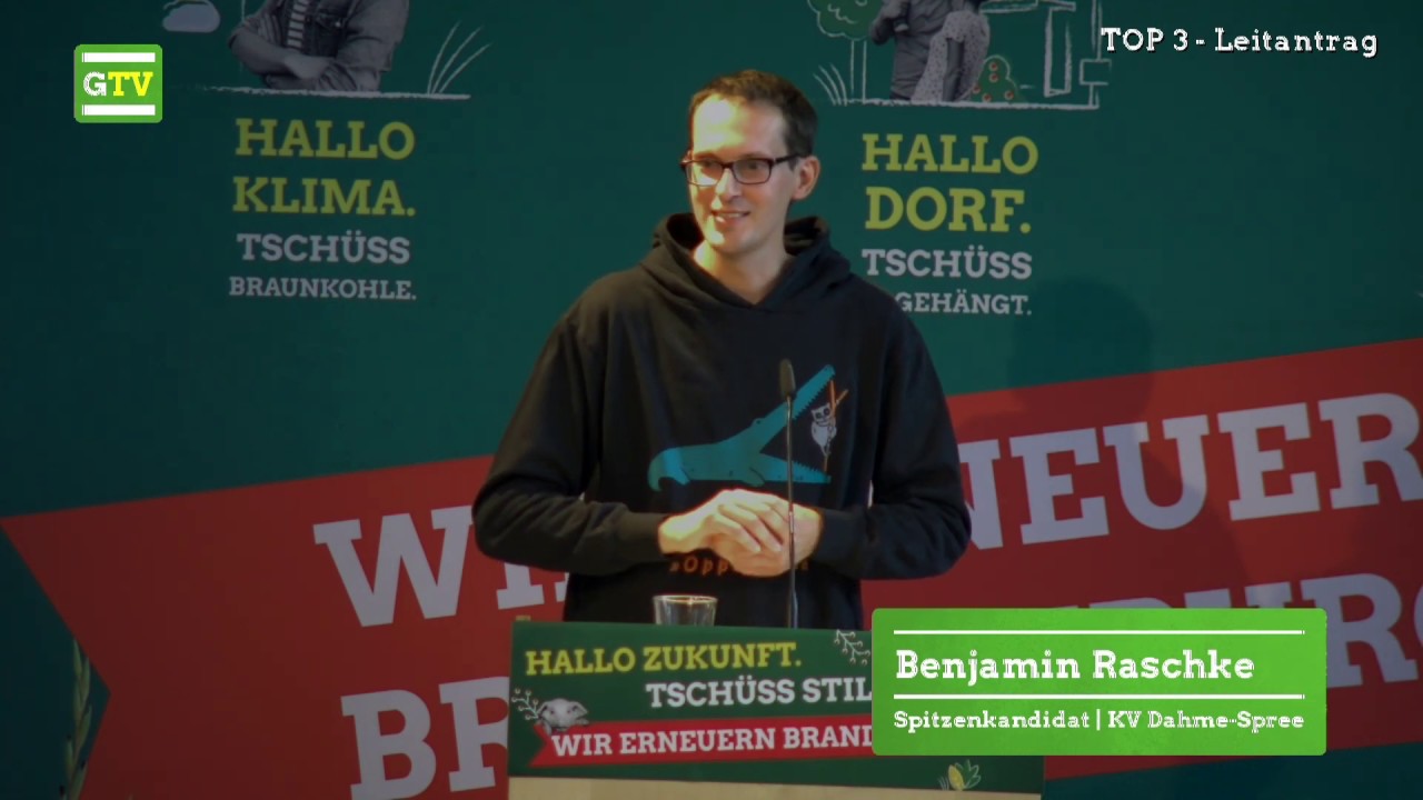 Benjamin Raschke, Spitzenkandidat, spricht beim 1. Landesdelegiertenrat - Wir erneuern Brandenburg!