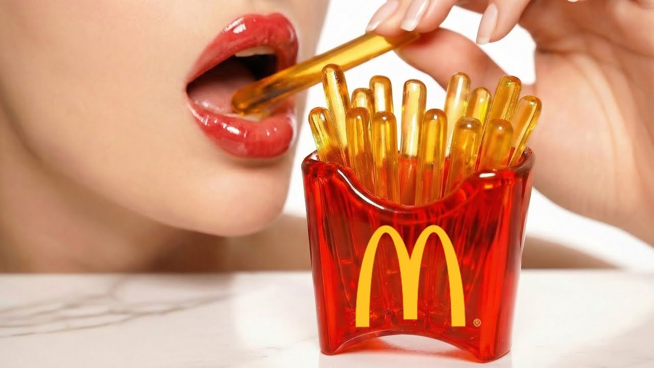 Glass Fries & Fast Food AI ASMR Eating & Cutting Video | Oddly Satisfying | P3