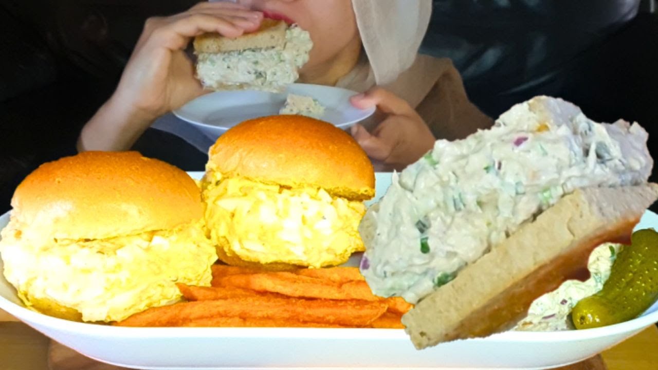 ASMR Eating Overloaded Tuna and Egg Sandwiches| Sandwiches Mukbang |Eating Sounds |Muni Eats ASMR