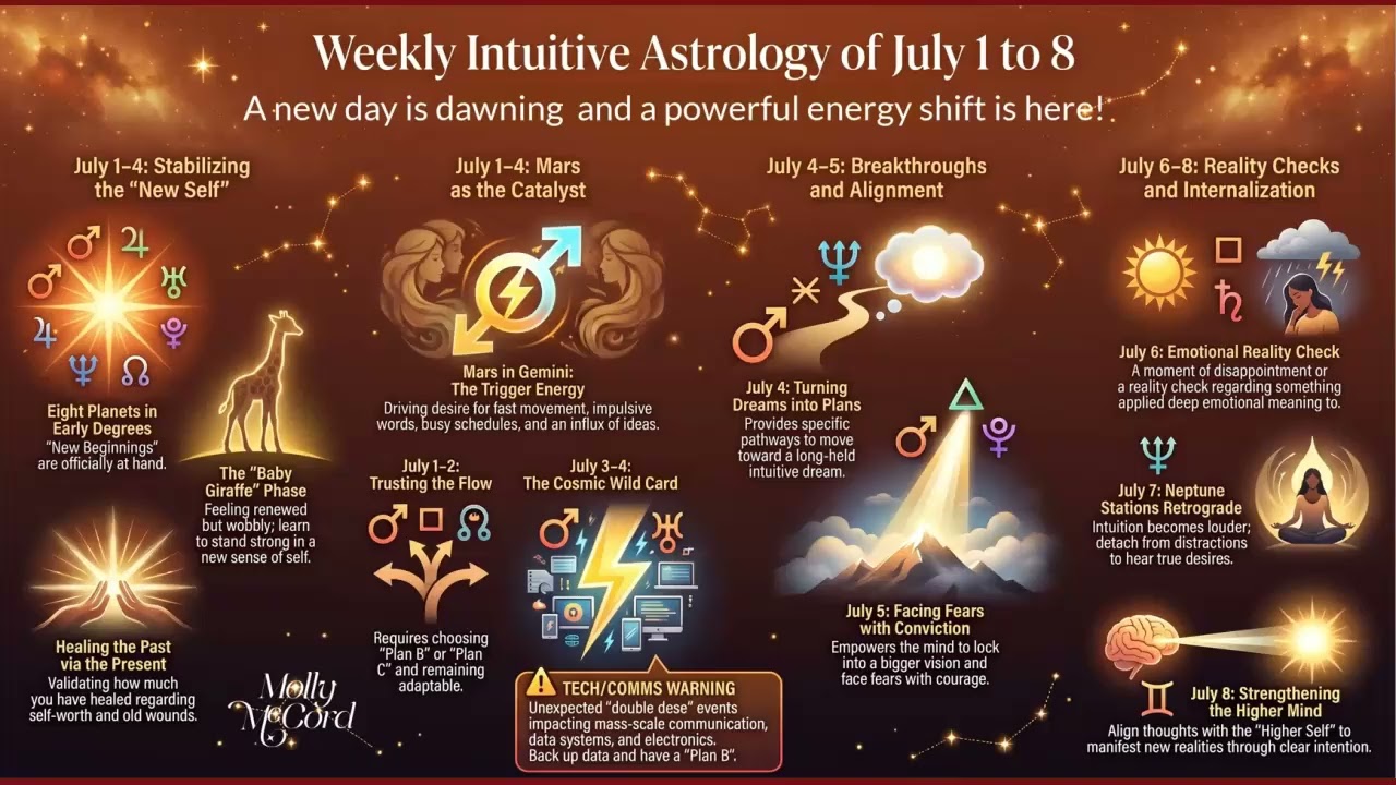 Weekly Intuitive Astrology of July 1 to 8 ~ Explosive Frequencies, Big Mars Aspects, Neptune Retro