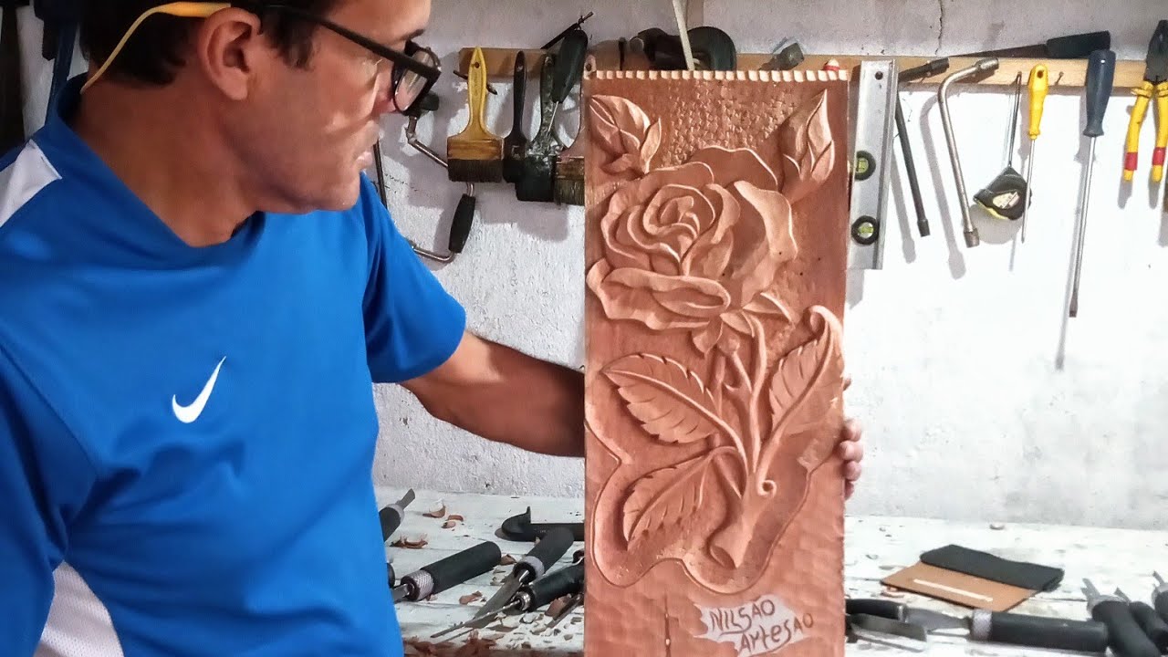 Nilsão Artesão - Rosa entalhada na madeira🌹🥀