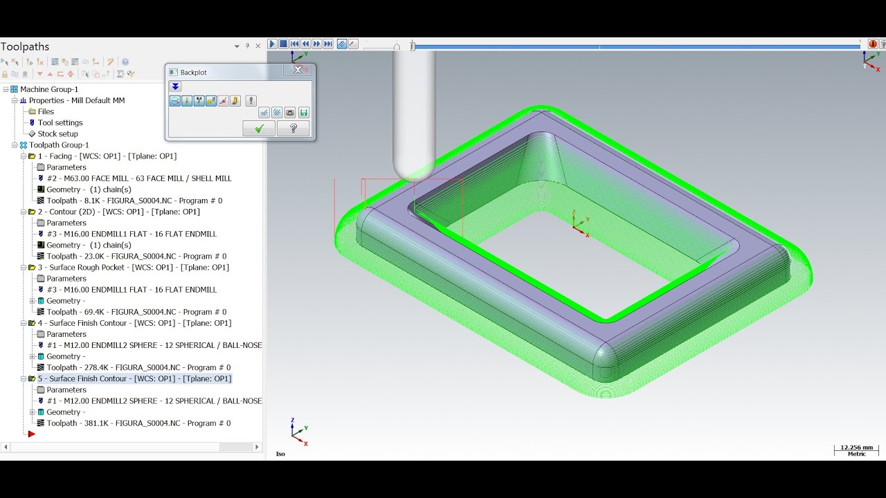 Mastercam2017 complete milling 3D surface: SURFACE FINISH CONTOUR TOOLPATH