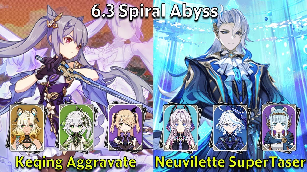 C5 Keqing Aggravate и C0 Neuvillette SuperTaser - Genshin Impact 6.3 Spiral Abyss Full Clear