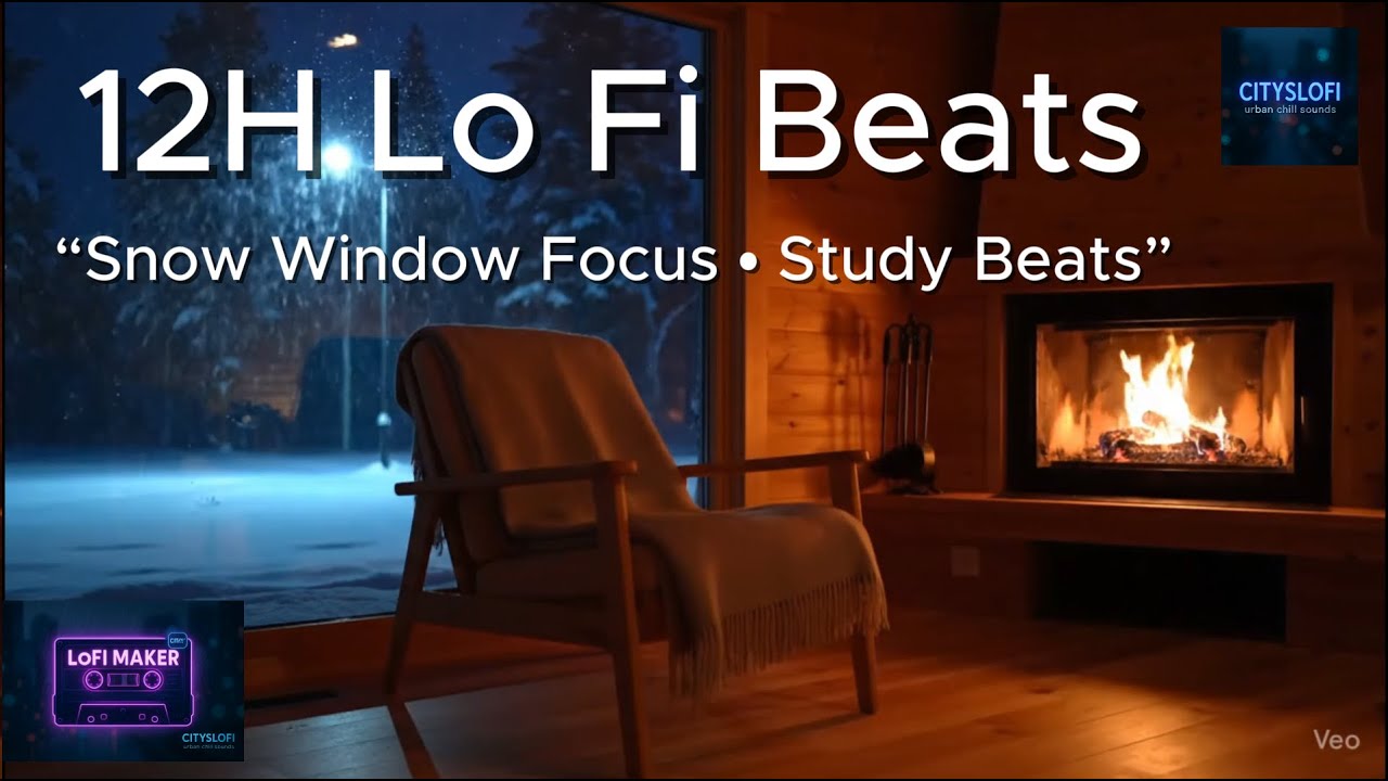 🔥 Cozy Fireplace Winter Night ❄️ Deep Focus Lo-Fi Beats to Work, Study & Relax