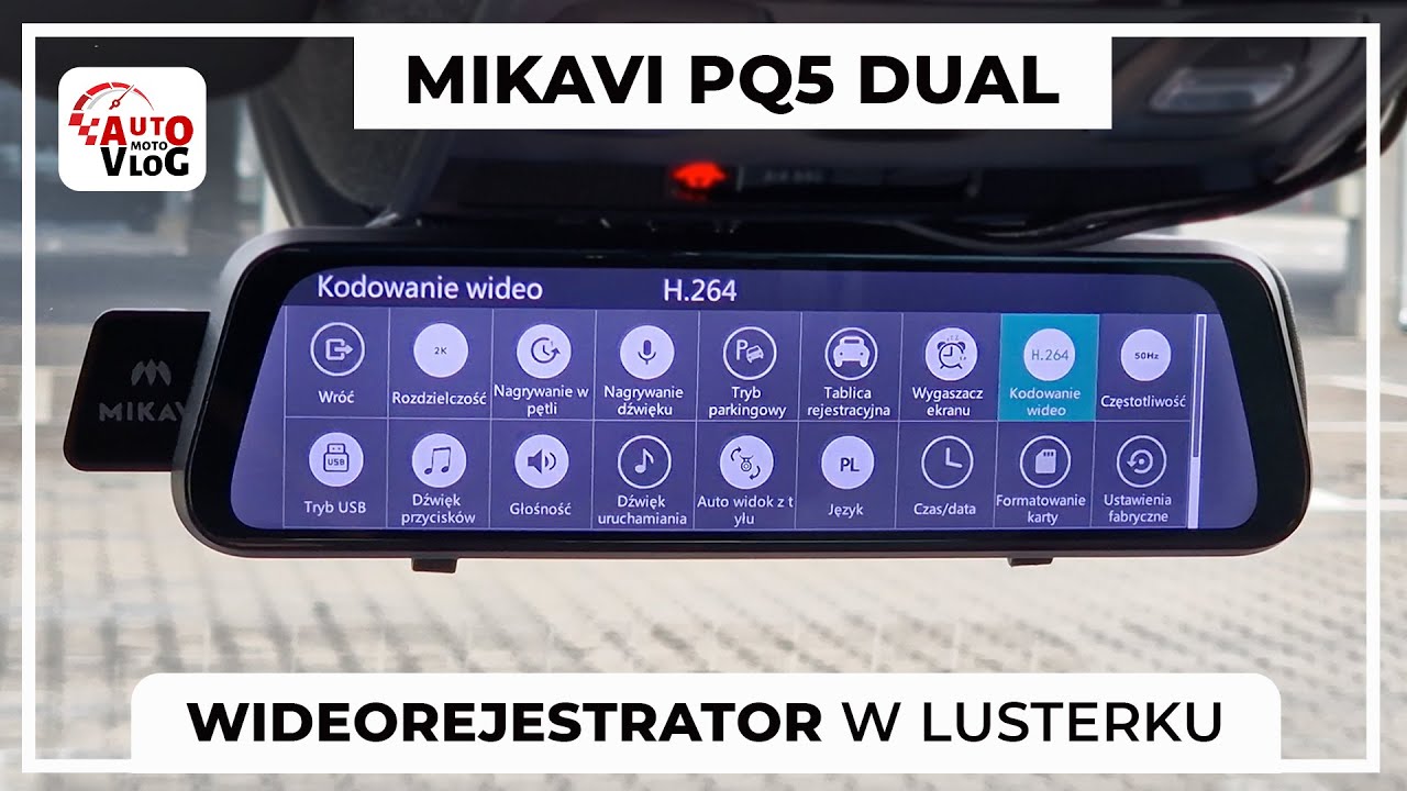 Wideorejestrator w lusterku - Mikavi PQ5 dual
