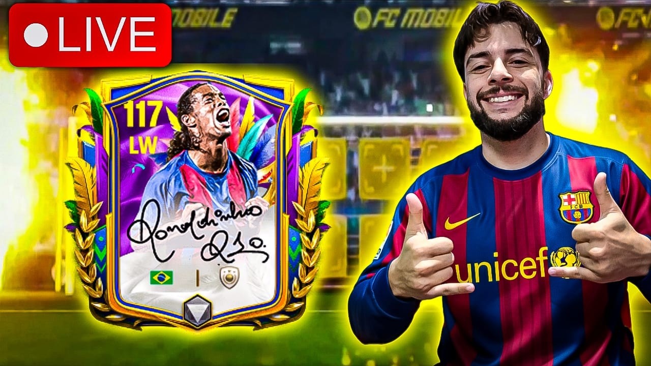 DIA DE R10 - TESTANDO A CARTA DO RONALDINHO PRIME NO FC MOBILE 26 - WM GAMES AO VIVO