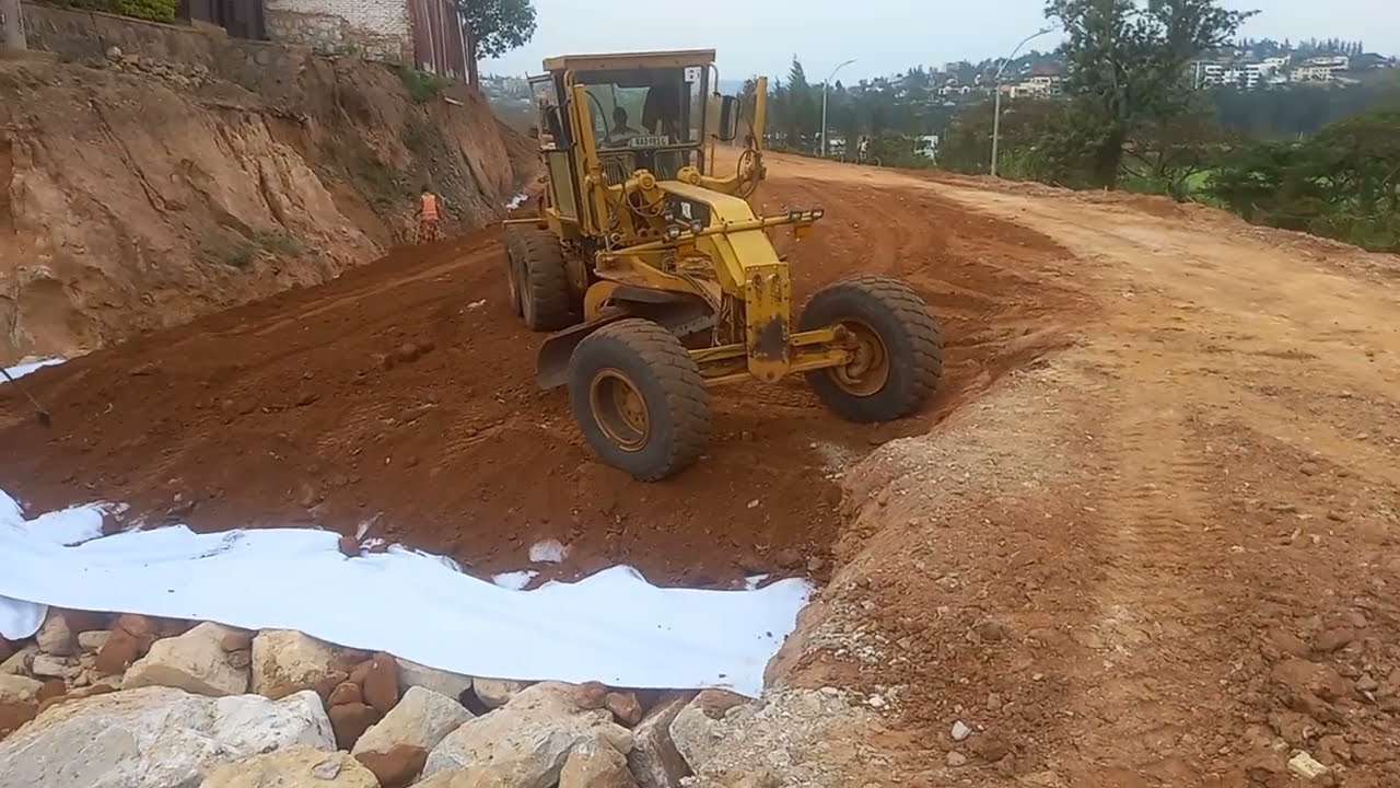 Rock fill in road construction of washland section.