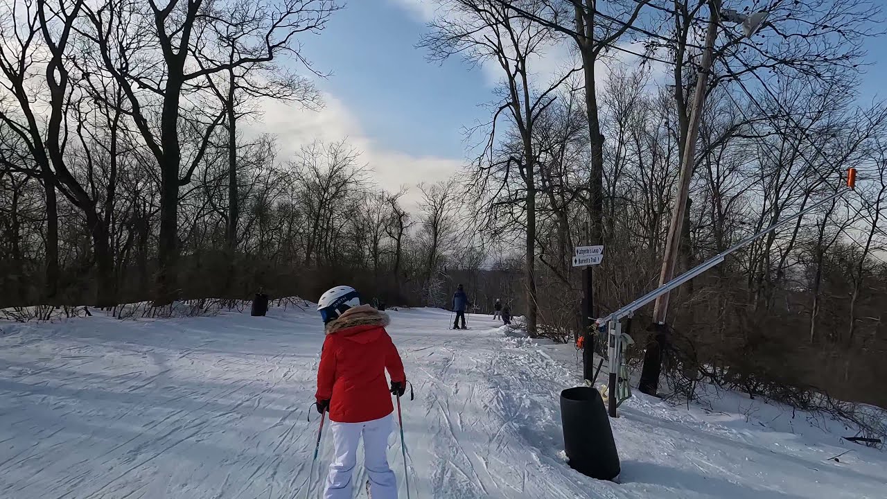 [4K] Our little boy skied into a ditch on on a single black trail at Roundtop Mountain