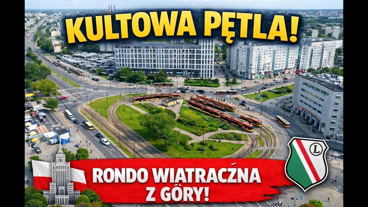 Kultowa pętla tramwajowa na Rondzie Wiatraczna 🚋 | Warszawa z drona