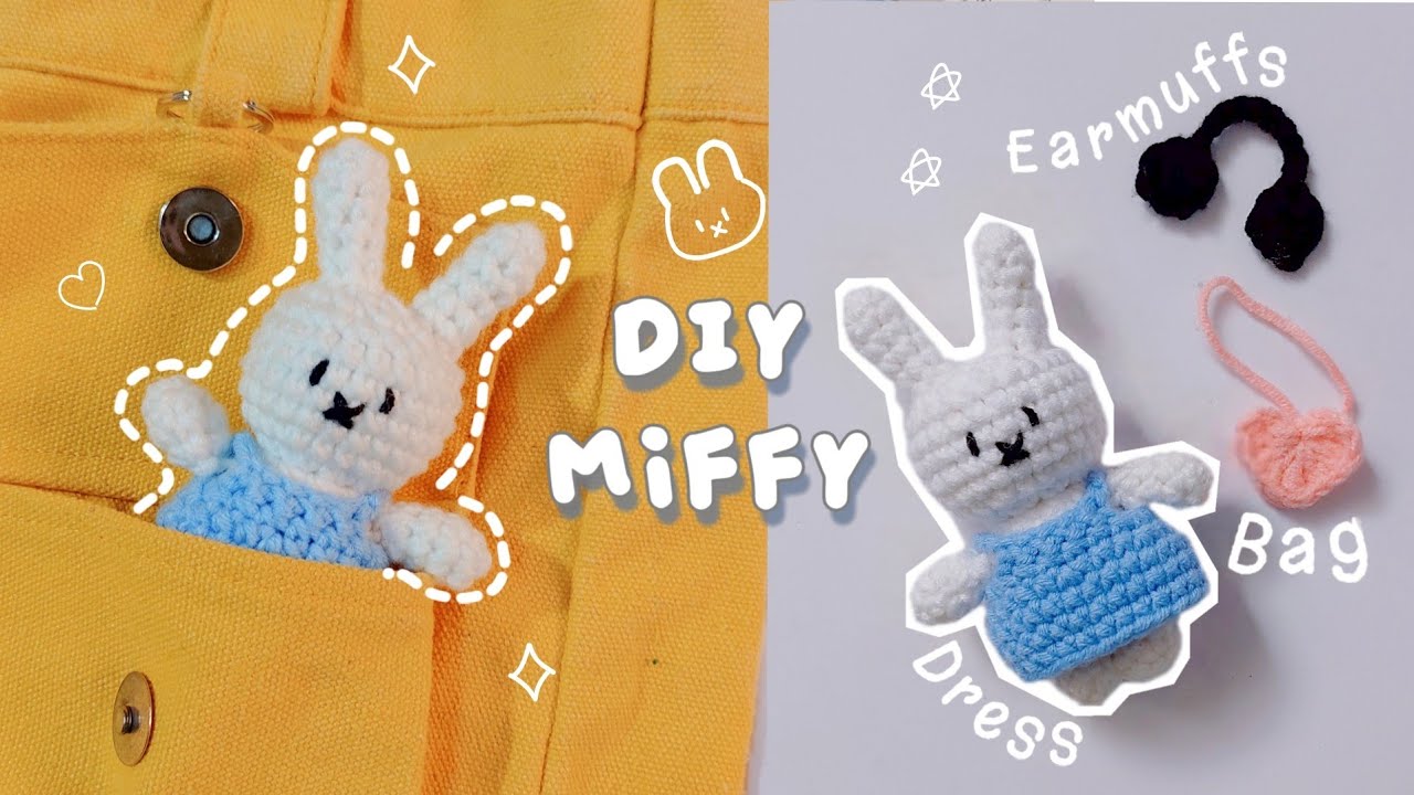 ♡ Crochet Miffy with Acessories Tutorial | Keychain Size ♡