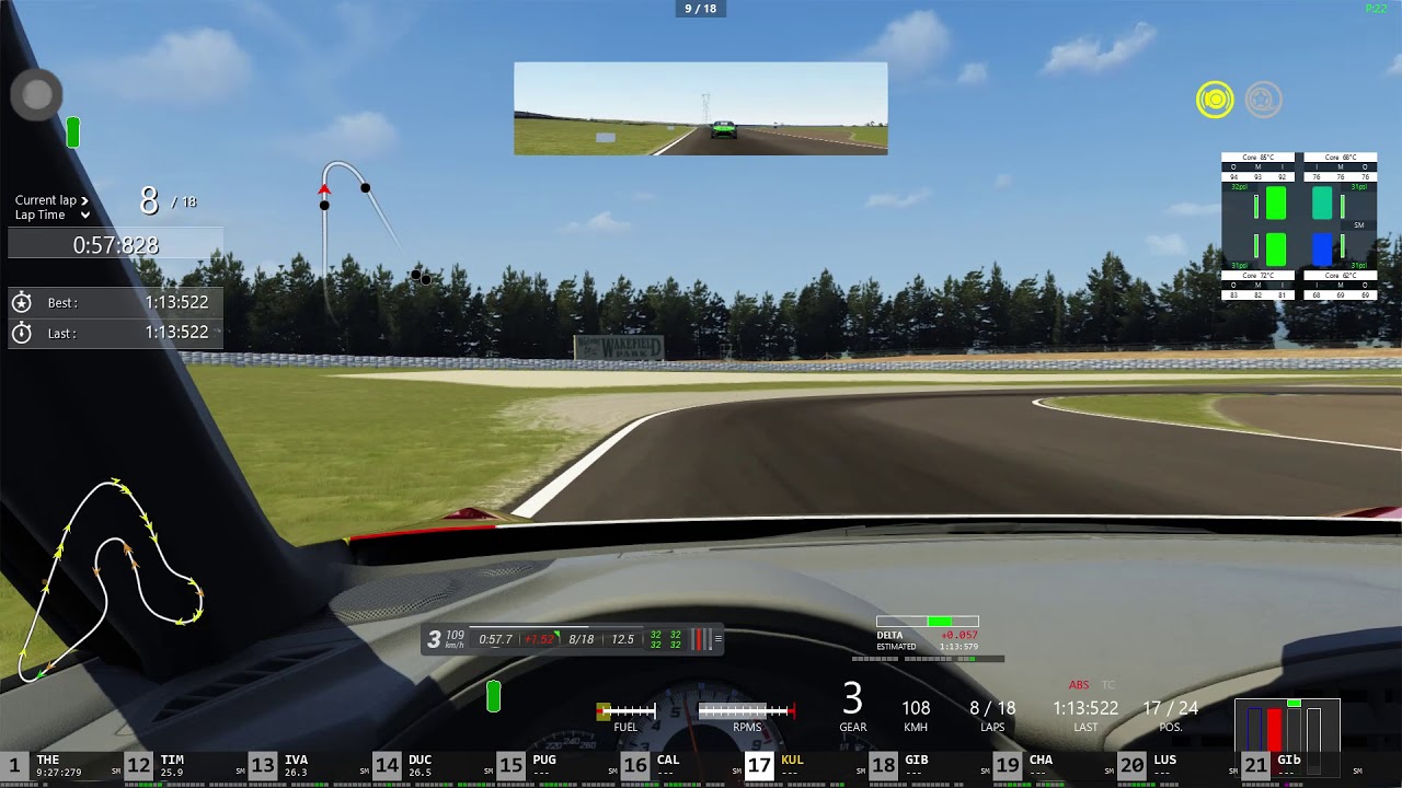 Sim Masters The IC Race - Race 1/2 Assetto Corsa at Wakefield Park