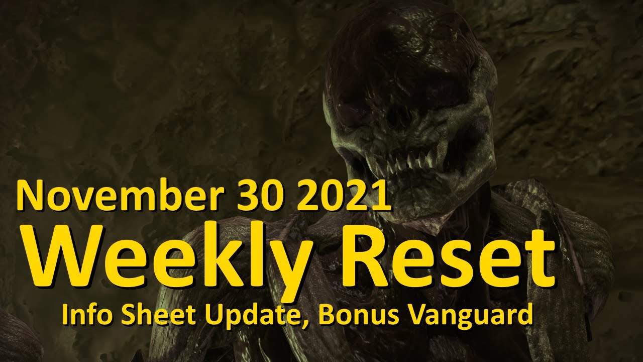 Weekly Reset: Info Sheet Update, Bonus Vanguard Points (November 30 2021 - Destiny 2)