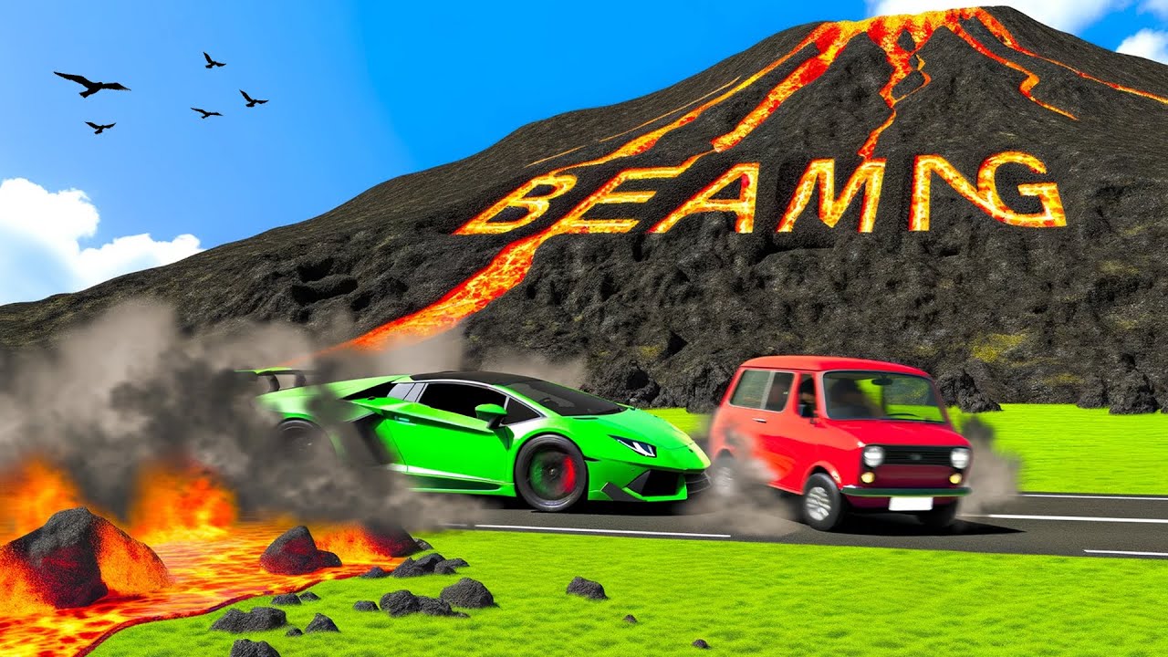 Escaping a Rising Lava Flood in BeamNG Drive?!