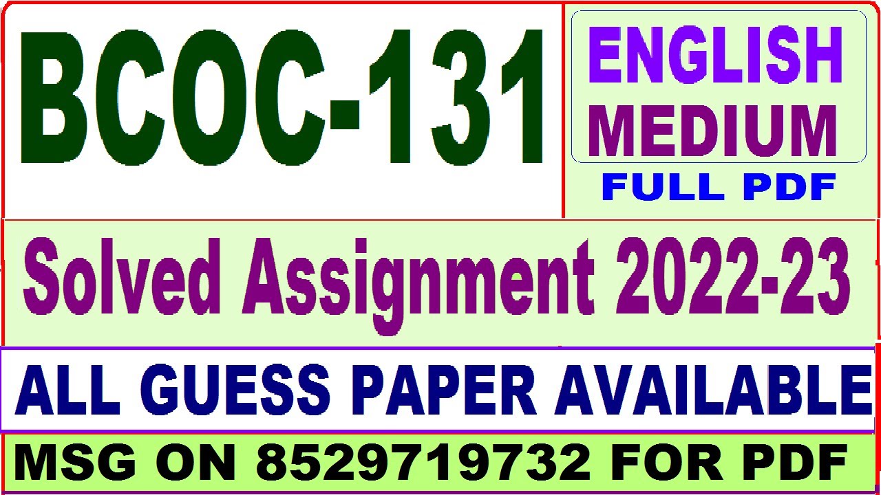 bcoc 131 solved assignment 2022-23 / bcoc 131 solved assignment in Hindi / bcomg bcoc 131 2023