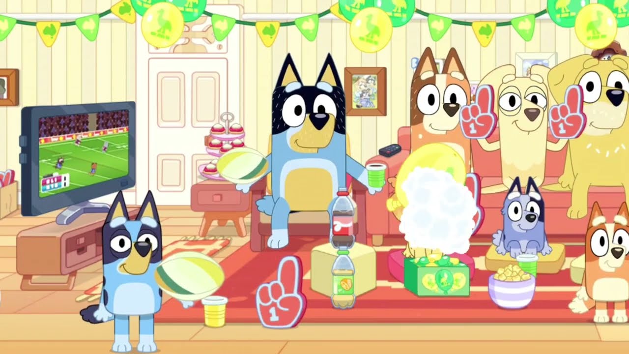 Rugby in the Lounge: Bluey&rsquo;s And Lucky Family Watching Rugby Game Day! 🏉🛋️