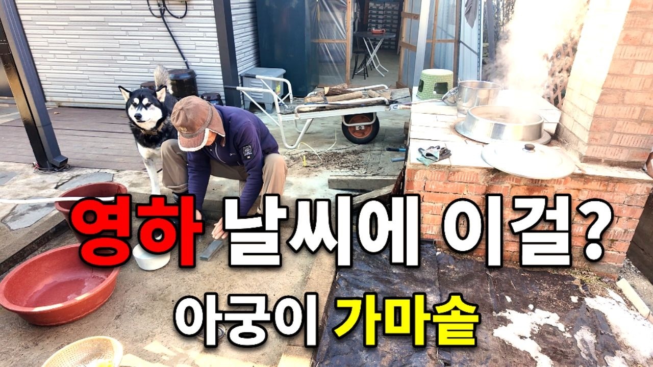 허스키와 함께하는 진짜 시골 일상입니다/시골집에서 가마솥에 소머리를 삶아먹는 하루