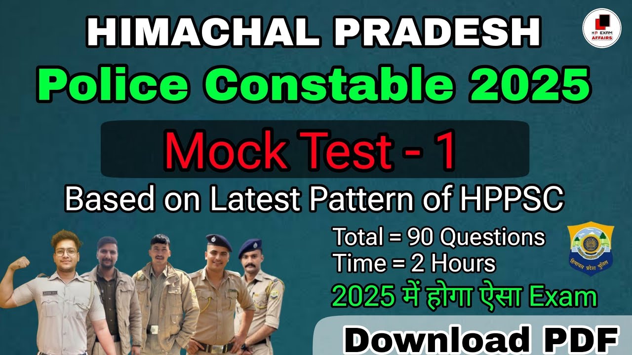 HP Police constable Mock Test-1 | Latest Pattern | HPPSC | 2025 | hpexamaffairs