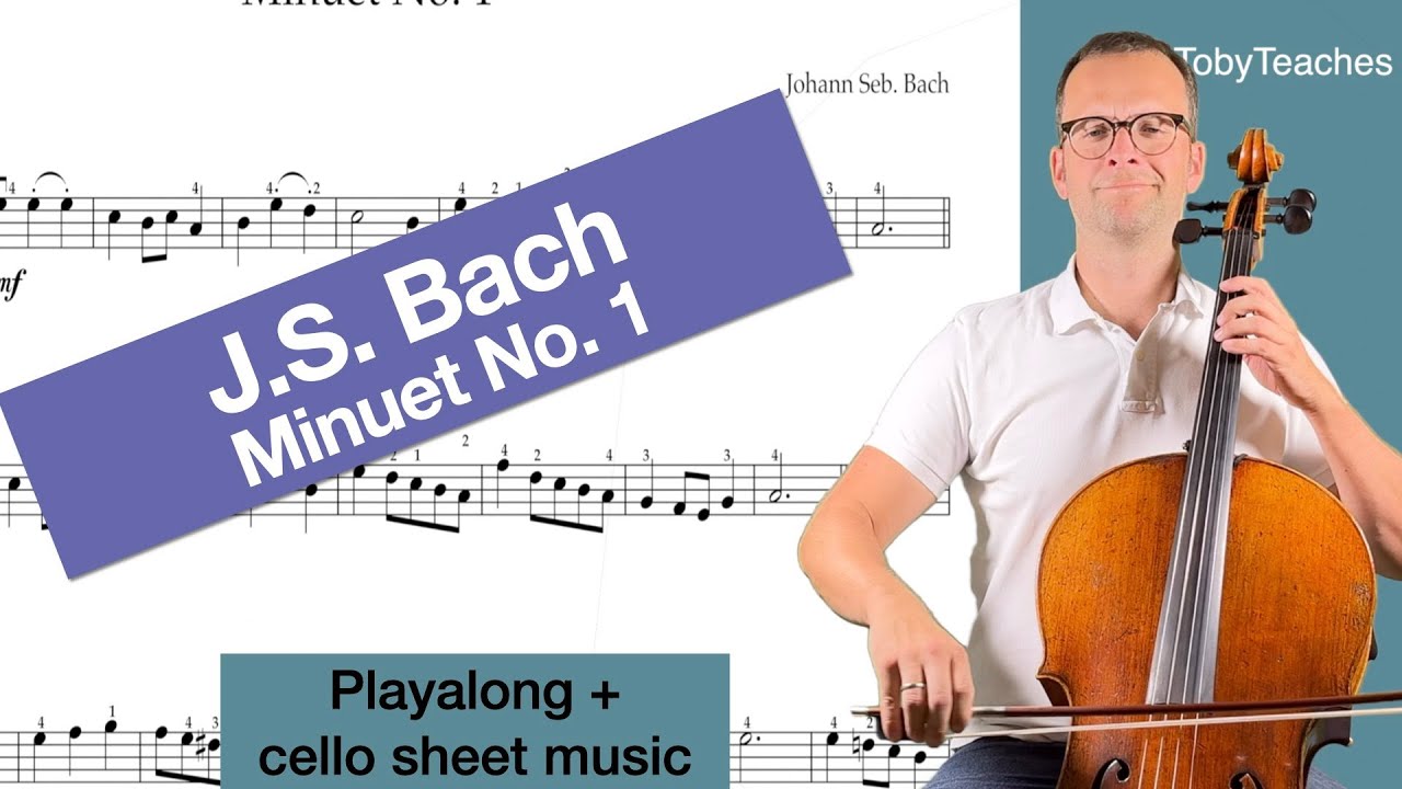 J.S. Bach Minuet No. 1 | Cello Playalong  var. Tempos | Piano Accompaniment | Cello Sheet Music