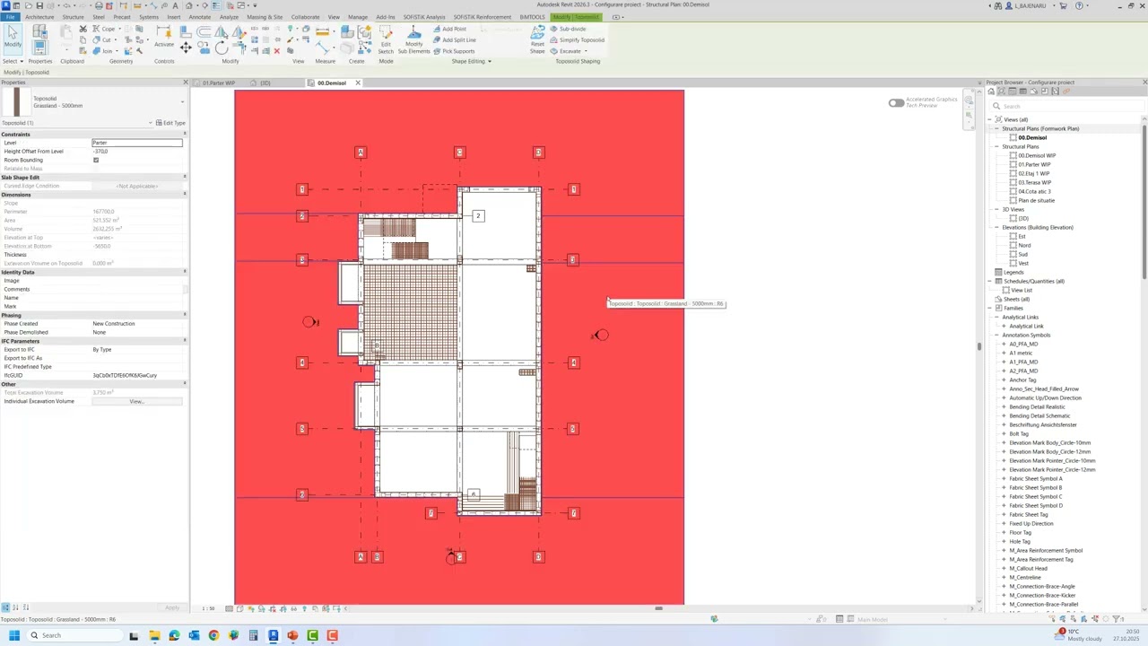 Realizarea sectiunilor rabatute pentru cofraj in Autodesk Revit