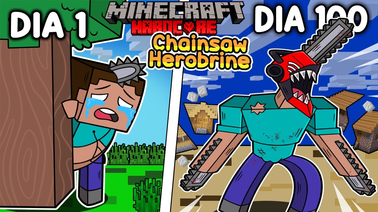 👹Sobreviví 100 DÍAS siendo CHAINSAW HEROBRINE en Minecraft HARDCORE!