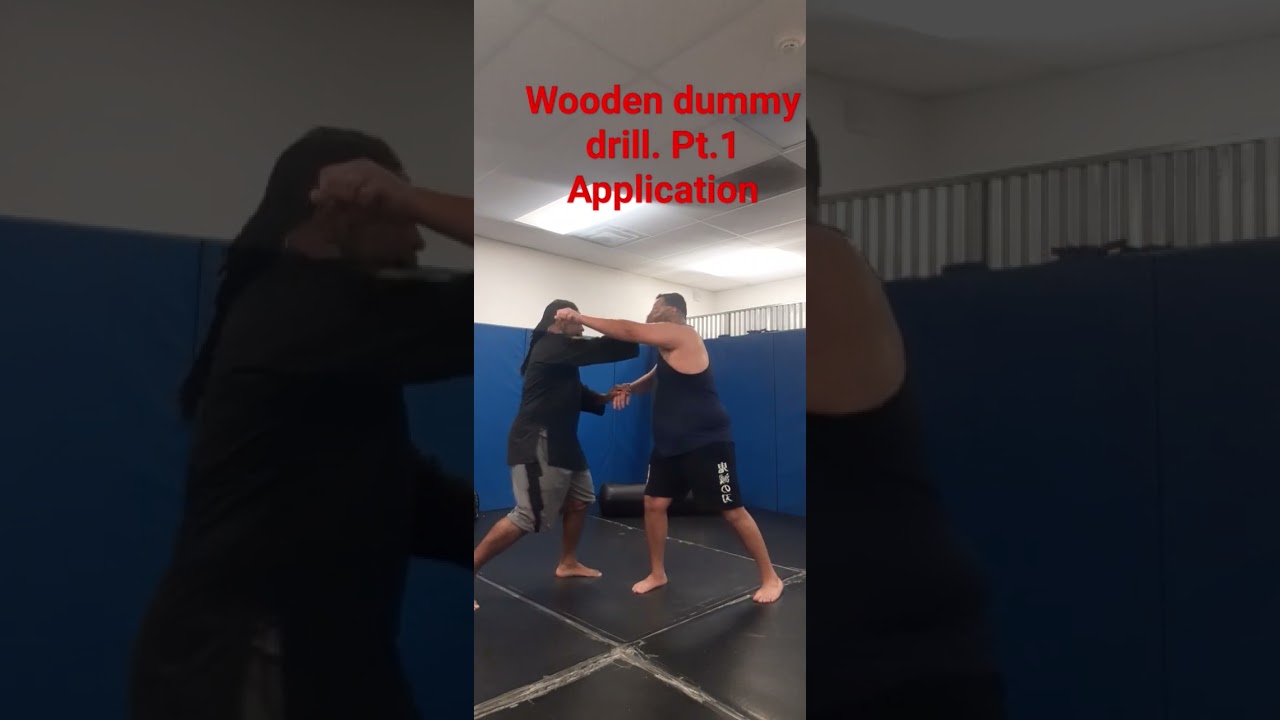 #woodendummy application part 1. Student, @drkush4292 #kenpo #wingchun #happytraining
