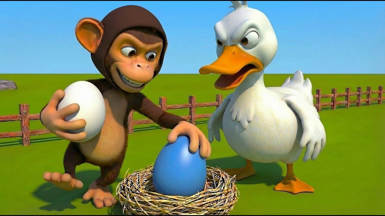 Old MacDonald’s Farm Emergency! Police Helicopter vs Monkey Thief to Save Baby Ducks 🚁💨🐒
