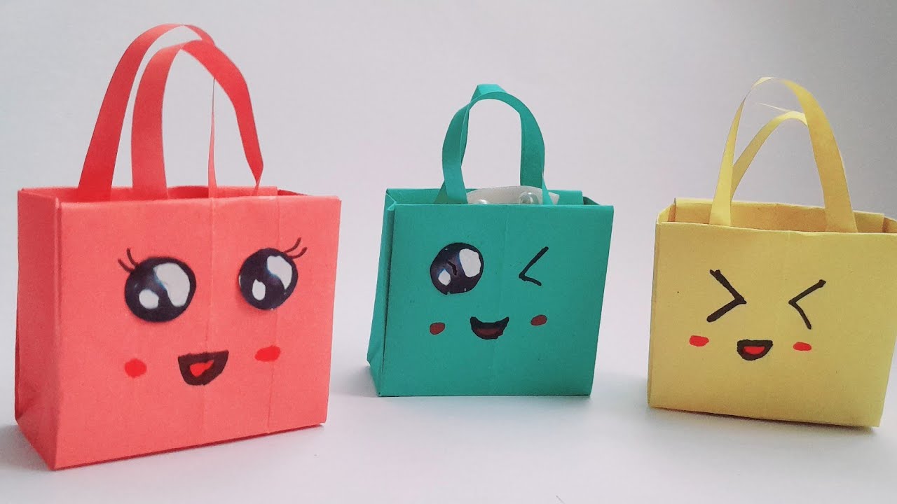 Origami paper bag | How To Make Paper Bags With Handles | Origami Gift Bag | School hacks 