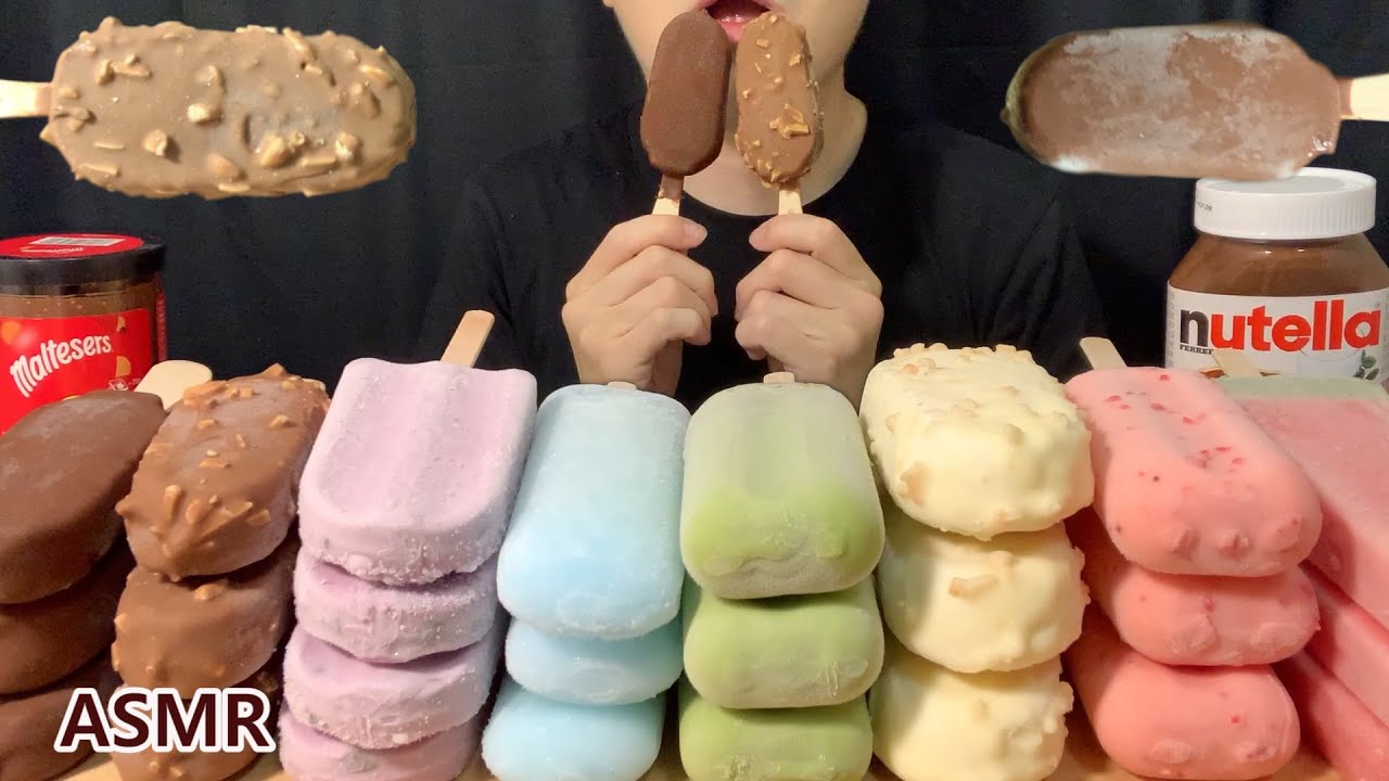 ASMR MAGNUM MALTESERS NUTELLA CHOCOLATE ICE CREAM DESSERT MUKBANG es krim sorveteアイスクリーム 초콜릿 아이스크림먹방