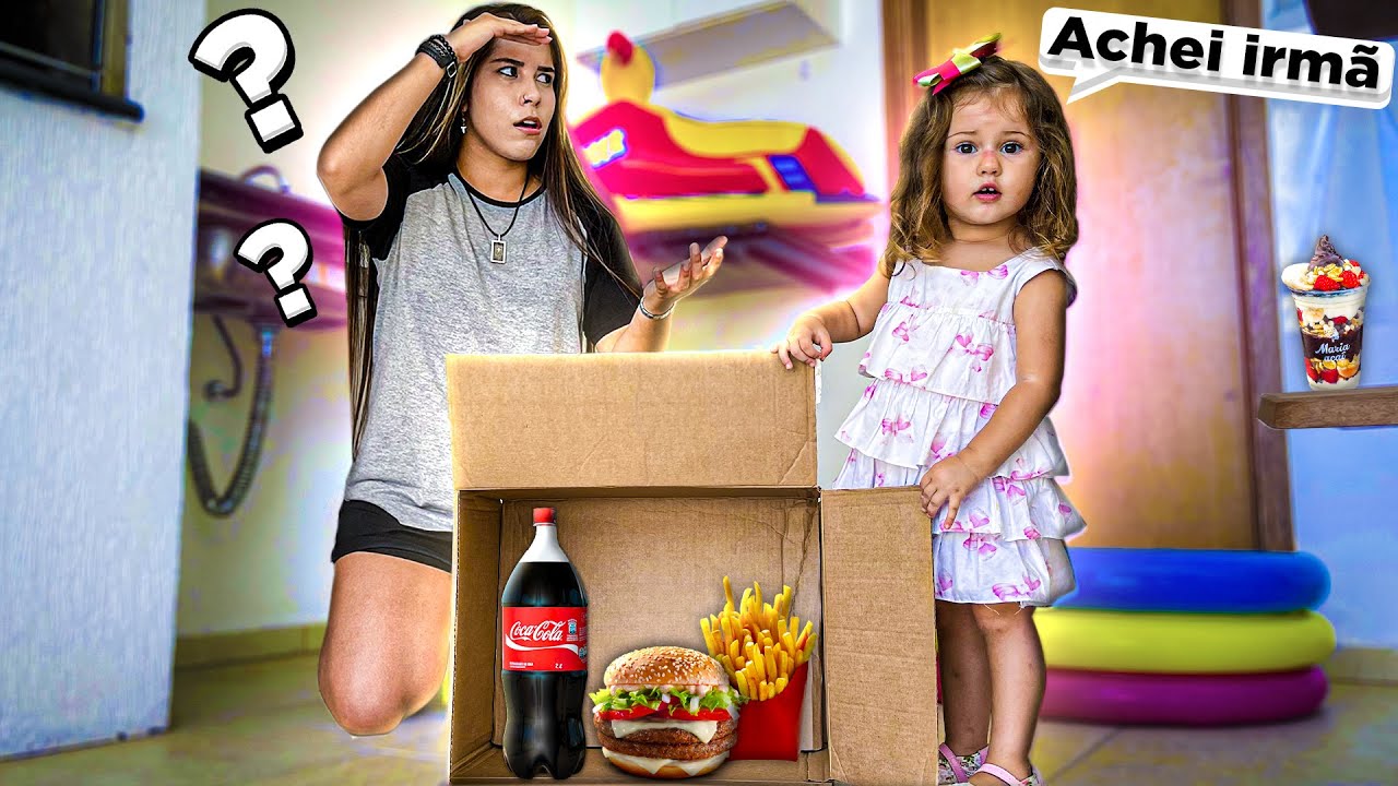 ESCONDE ESCONDE DAS COMIDAS COM A MINHA IRMÃZINHA QUEM ACHAR, COME!
