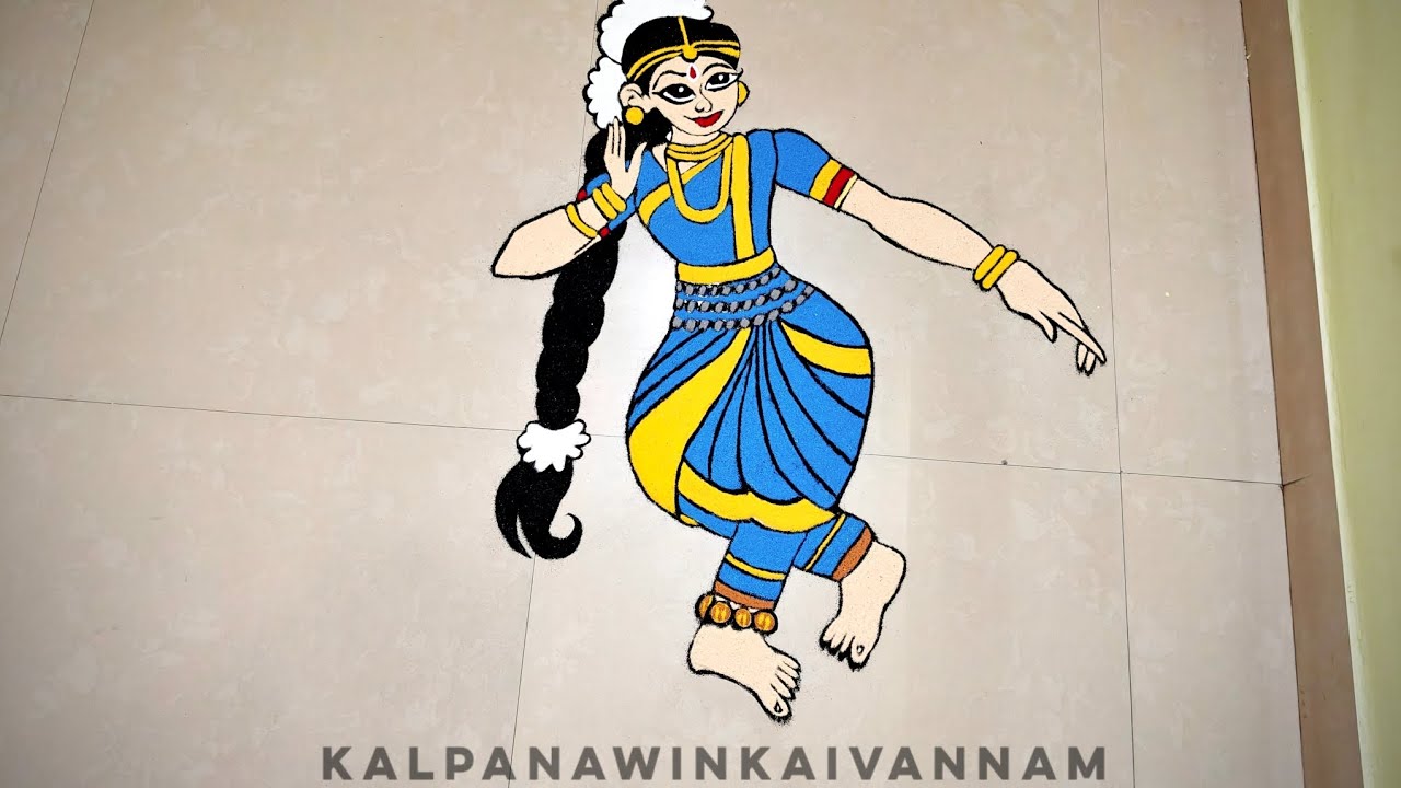 Freehand Rangoli 🎉 Dancing Girl ✨🥳😍♥️