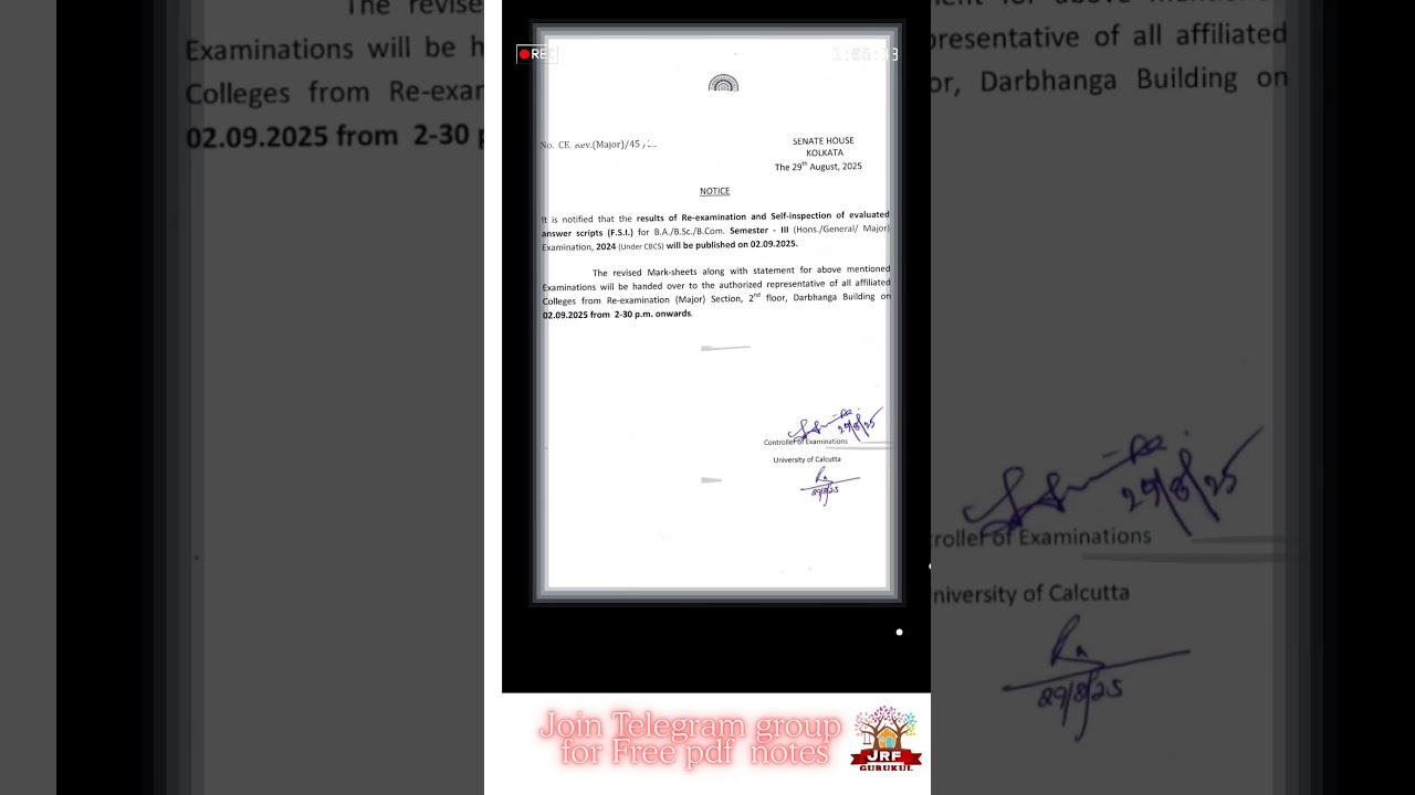 Calcutta University CBCS Sem3 FSI Result Notice | #cu #cunotice #fsi #result #cbcsexam #sem3 #shorts