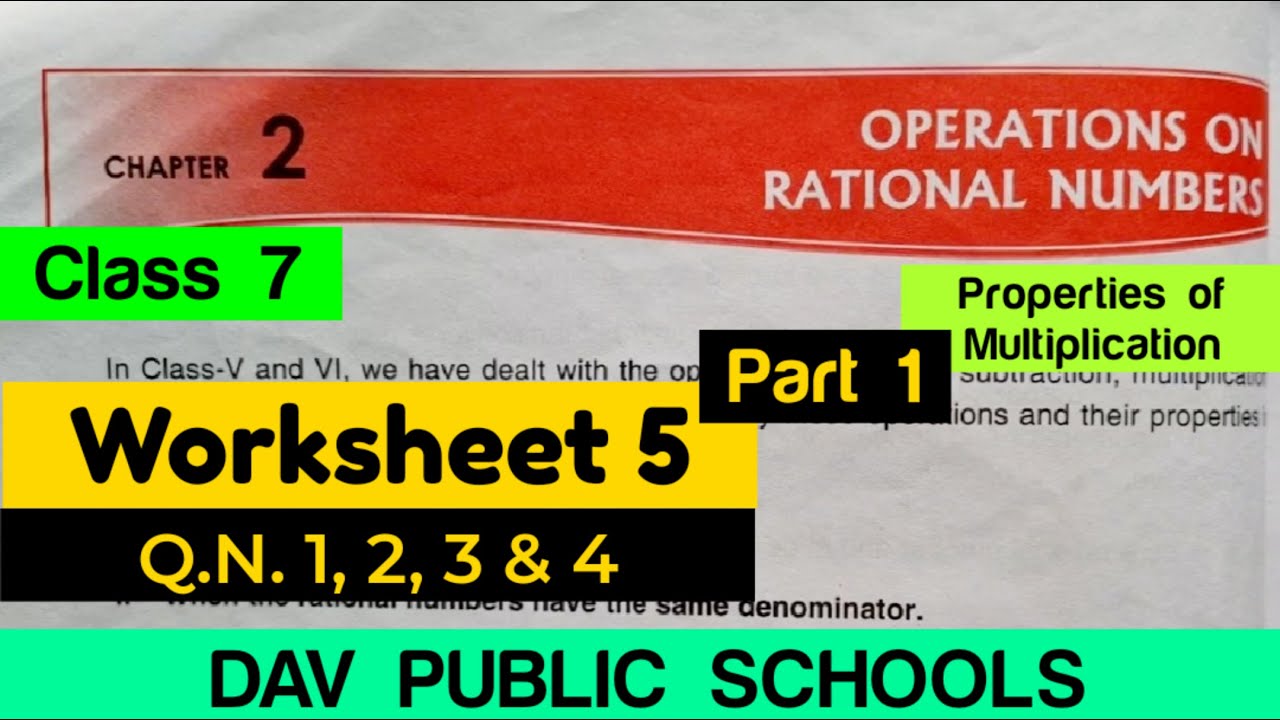 DAV class 7 maths chapter 2 worksheet 5 Q.N. 1, 2, 3 & 4