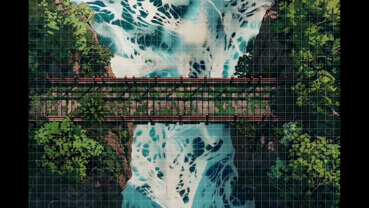 DnD compatible animated map _ The bridge _ square grid _ ambience for VTT