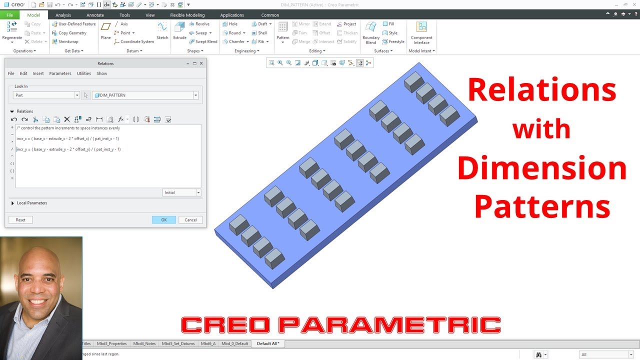 Creo Parametric - Patterns - Dimension Patterns with Part-Level Relations