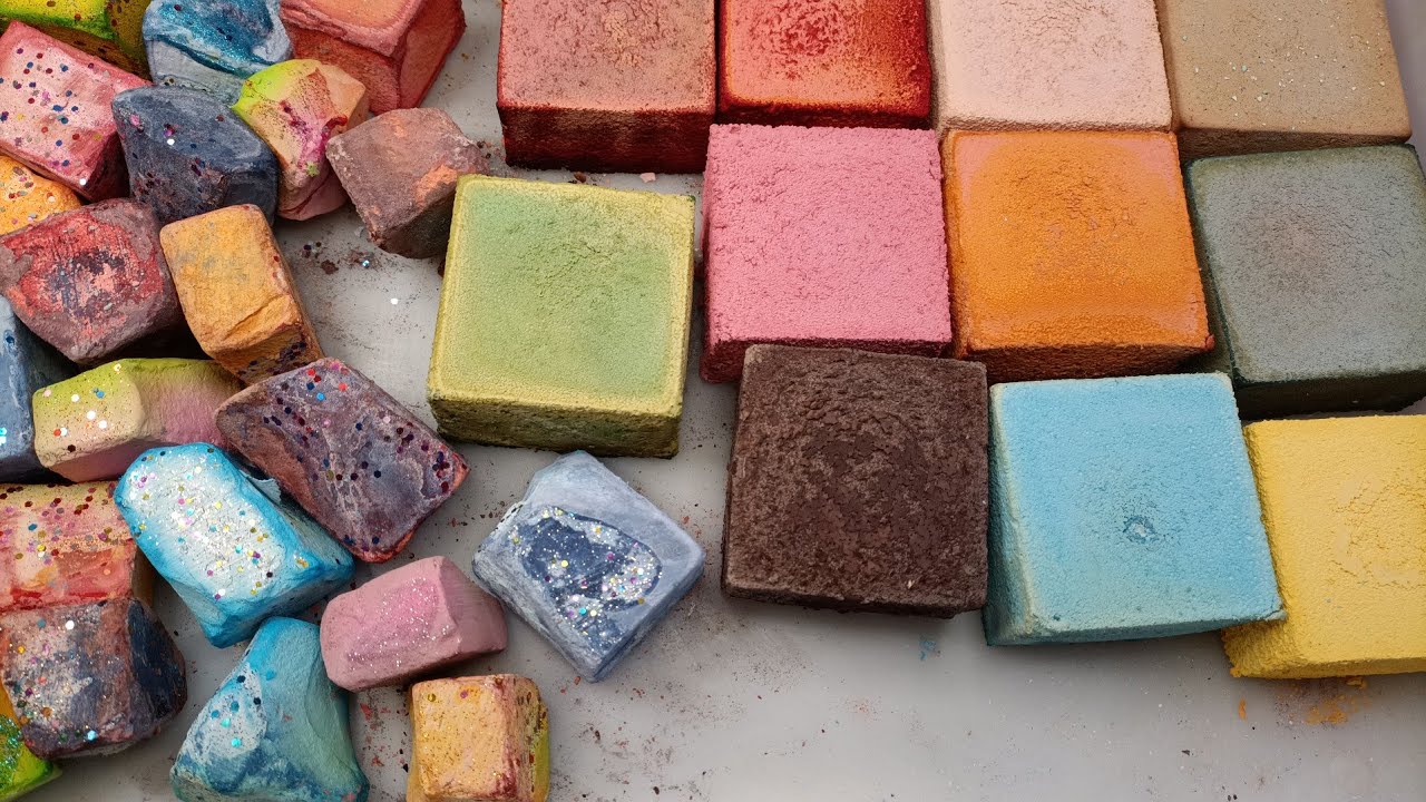 Hard Chalk | Dyed chalk block | ASMR chalk reforms | Crushing chalk