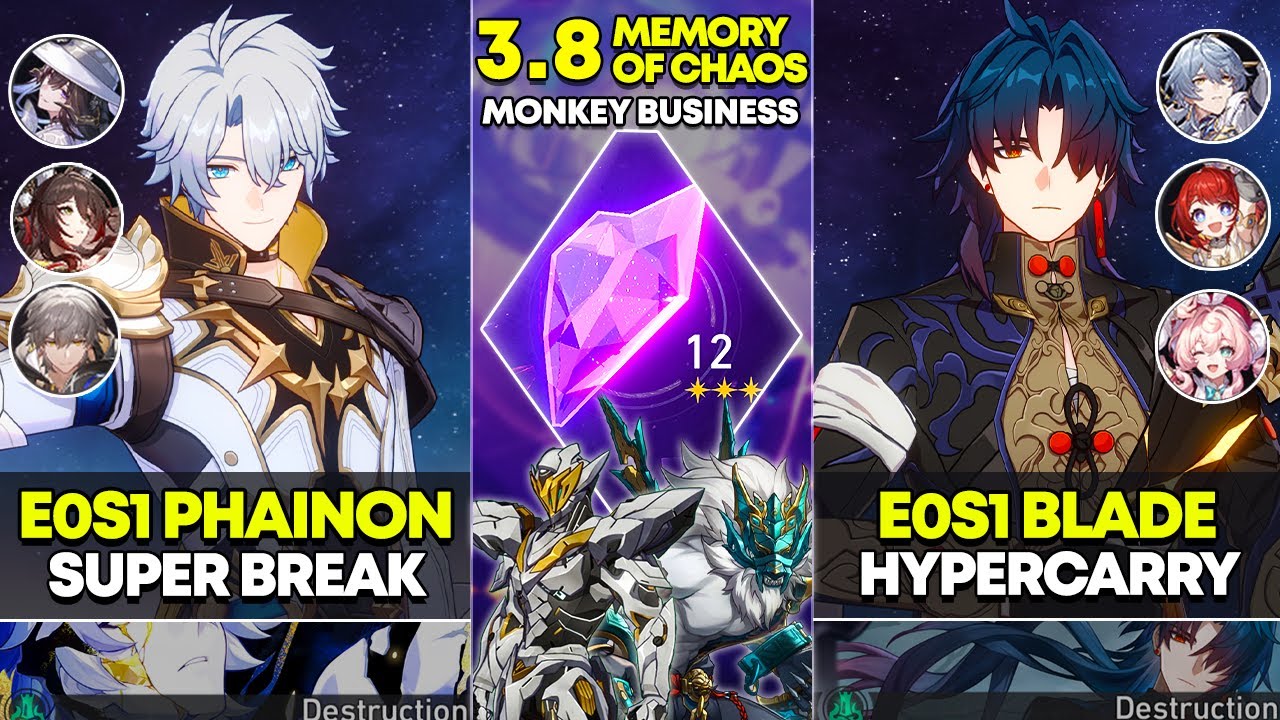 E0S1 Phainon Super Break & E0S1 Blade Hypercarry | Memory of Chaos 12 | Honkai Star Rail 3.8