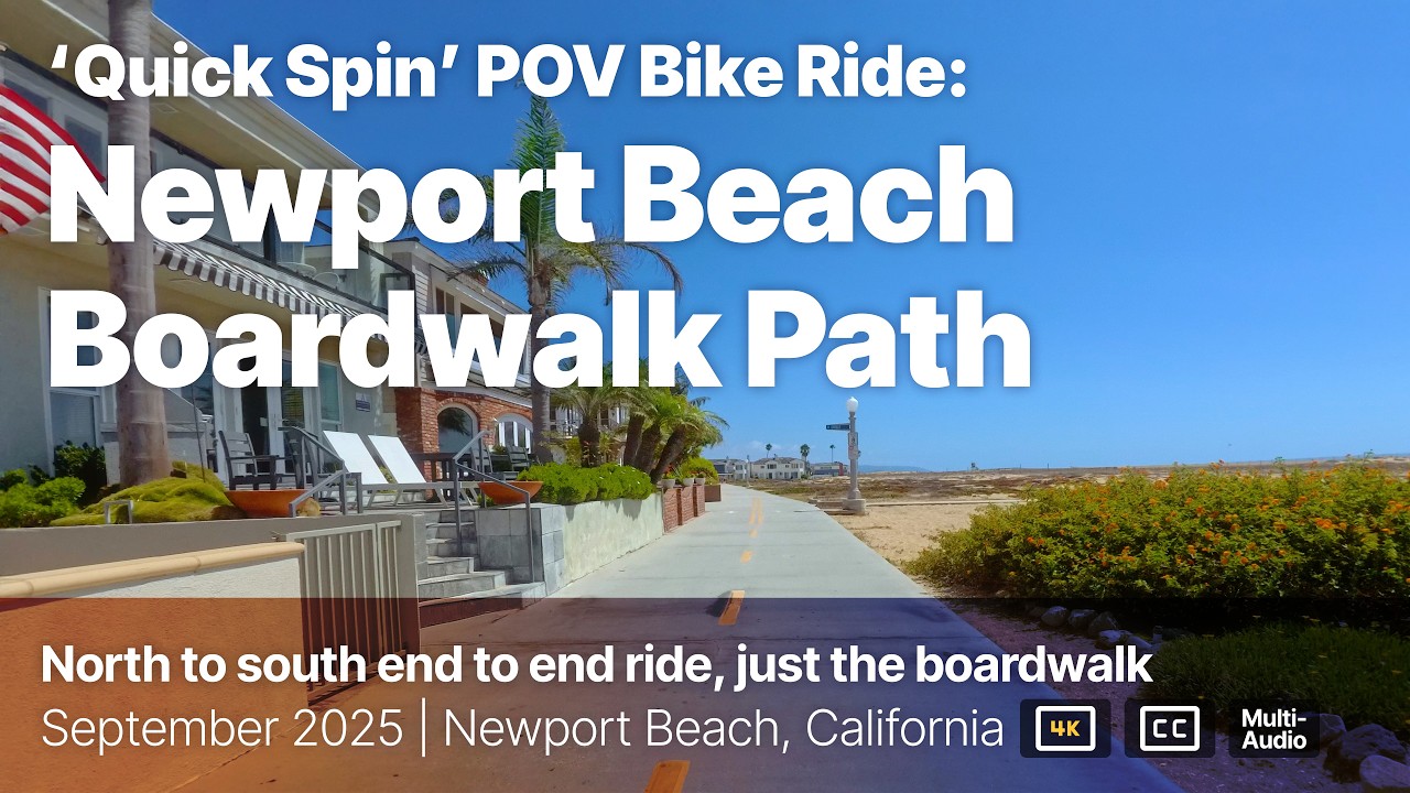 Newport Beach 'Quick Spin' Bike Tour: Just the Boardwalk Path  [4k POV]