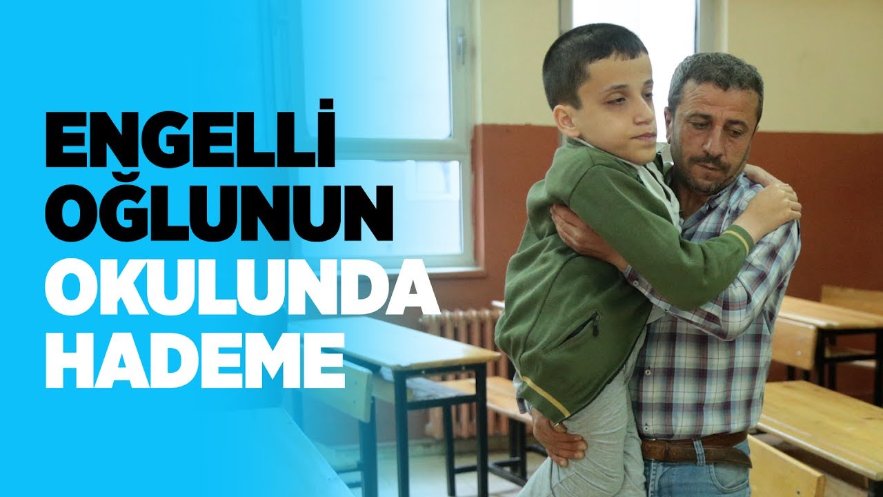 Fedakar baba engelli oğlunun okulunda hademelik yapıyor