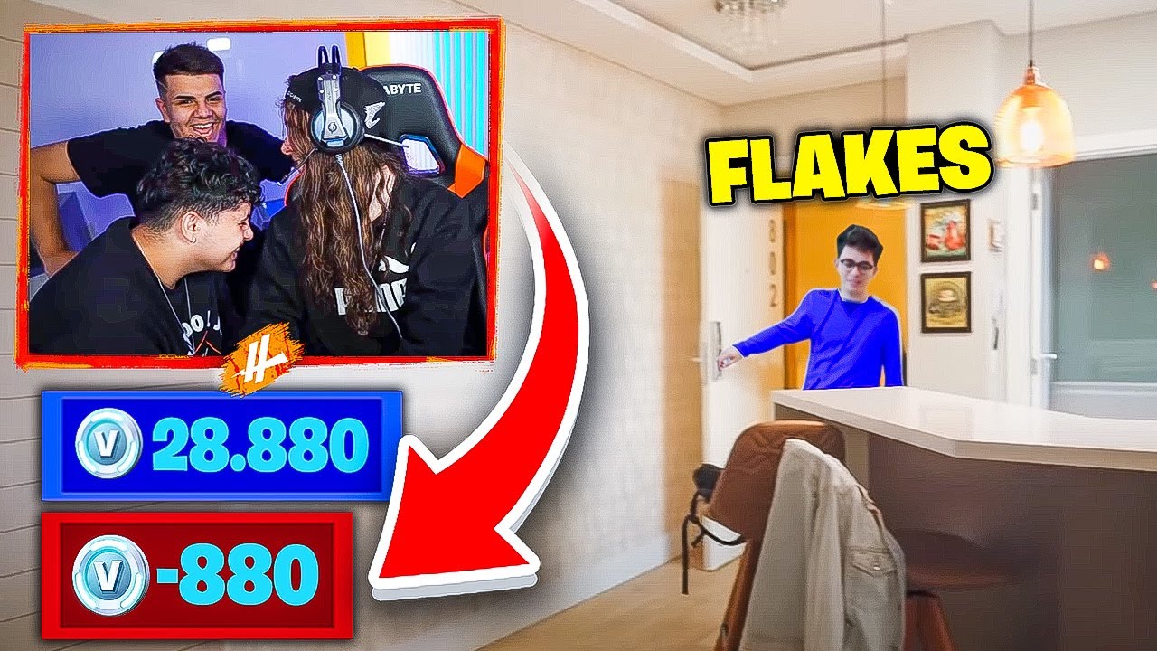 INVADIMOS A CASA DO FLAKES E TORRAMOS OS VBUCKS DELE!