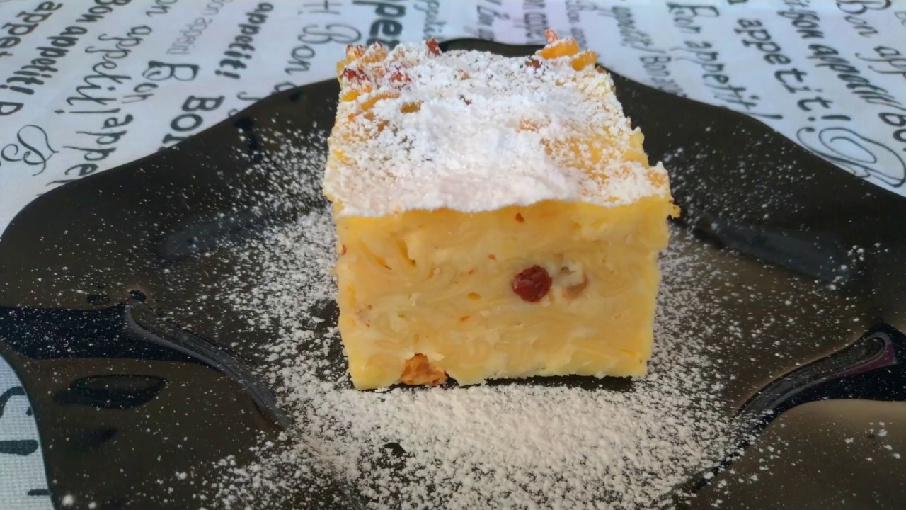 Budinca din paste cu branza  si stafide | Pasta with cheese and raisins