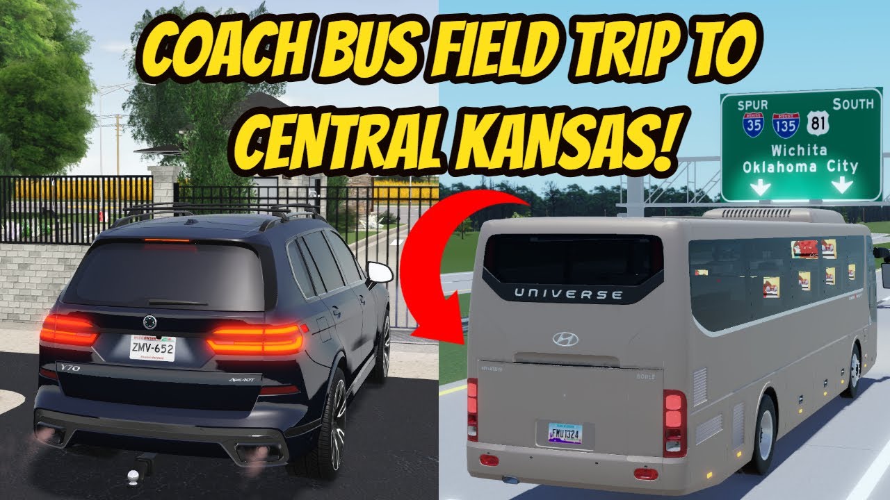 Greenville, Wisc Roblox l *HUGE* Coach Bus School Field Trip to Central Kansas Roleplay