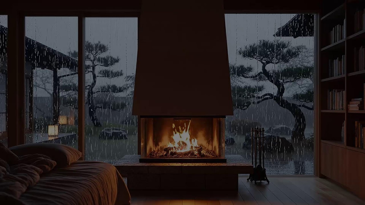 LIVE Rain Sounds & Soft Piano by the Fireplace 🌧️ Cozy Bedroom Ambience for Deep Sleep