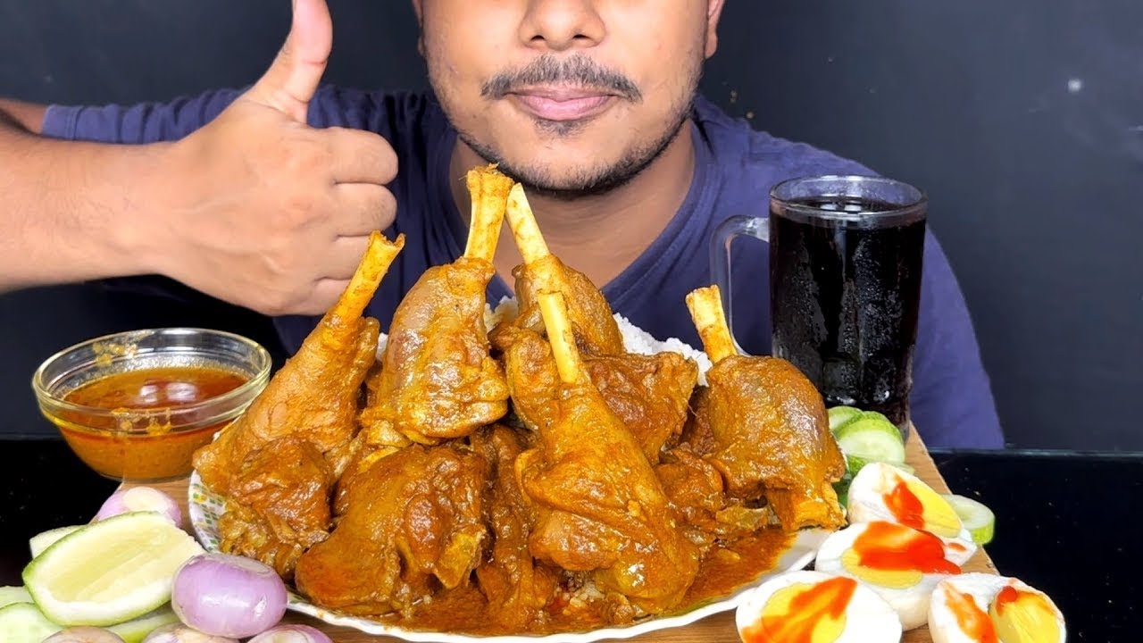 ASMR EATING SPICY MUTTON NALLI CURRY,BOILED EGG WITH RICE SALAT || REAL EATING MUKBONG SHOW