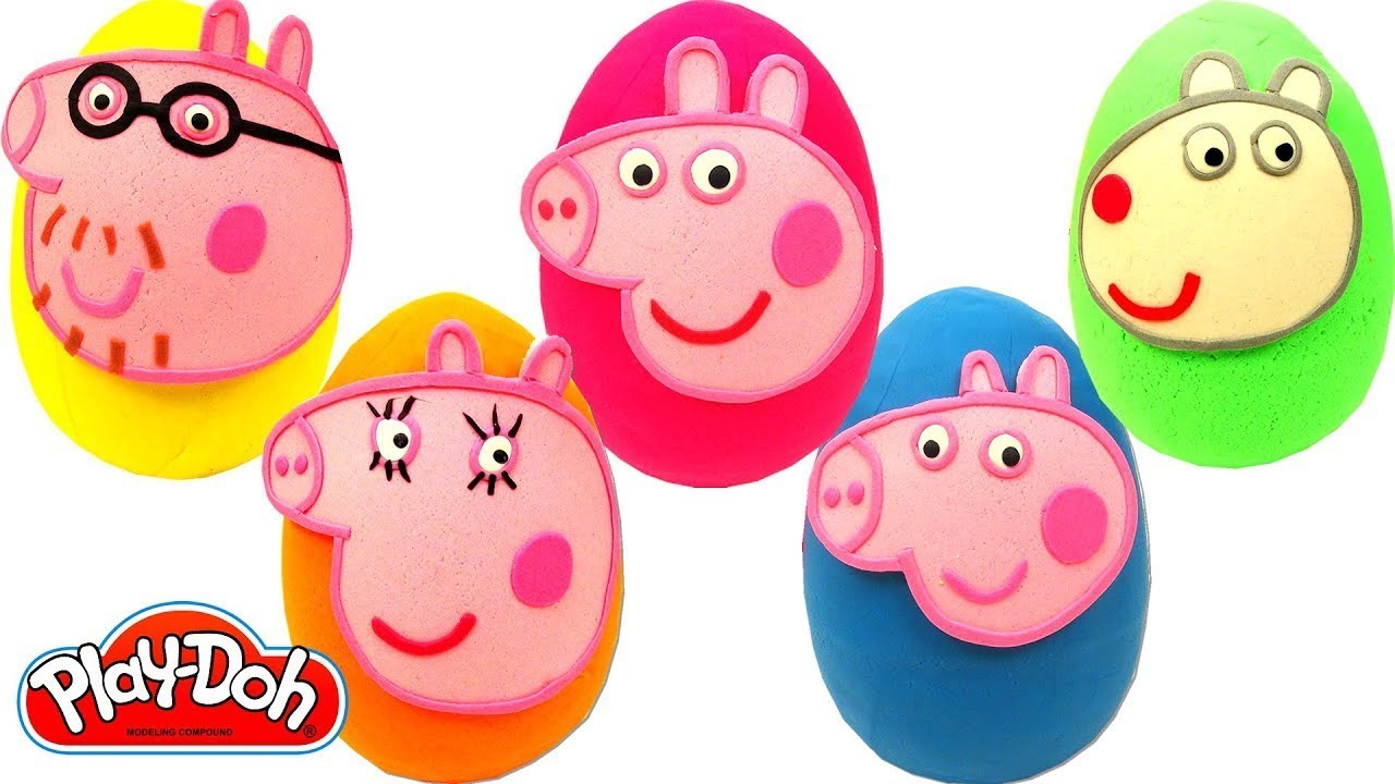 5 Peppa Pig ve Ailesi S&uuml;rpriz Yumurtası ile Renkleri &Ouml;ğren, Peppa Pig Oyuncakları T&uuml;rk&ccedil;e Play Doh