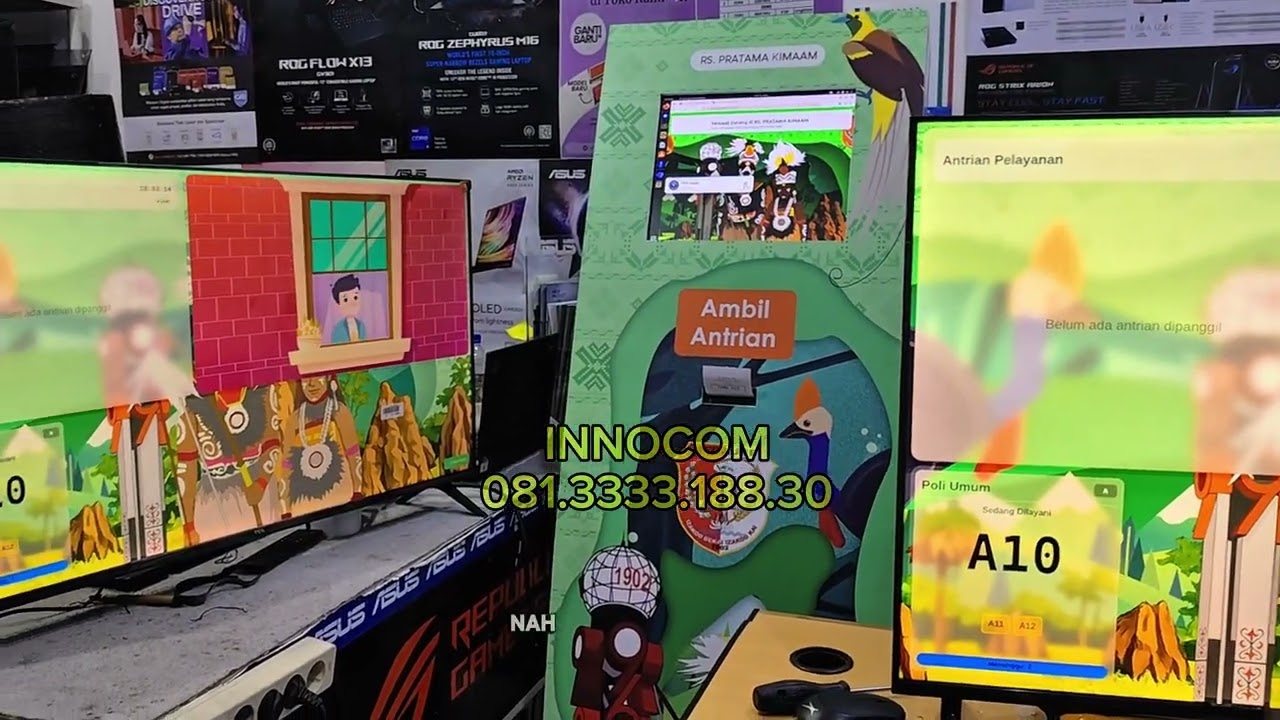 Tutorial menyalakan Mesin Antrian INNOCOM. 