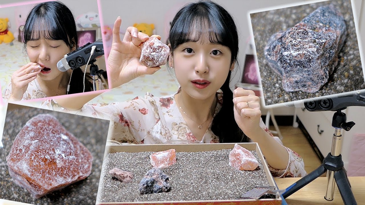 진짜 돌과 모래 리얼사운드♬ 식용 소금돌 & 모래 그리고 농작물 먹방! ※너무 딱딱해요.. 本当の石と砂の Real rock and sand (JP/ENG SUB) [이루리]