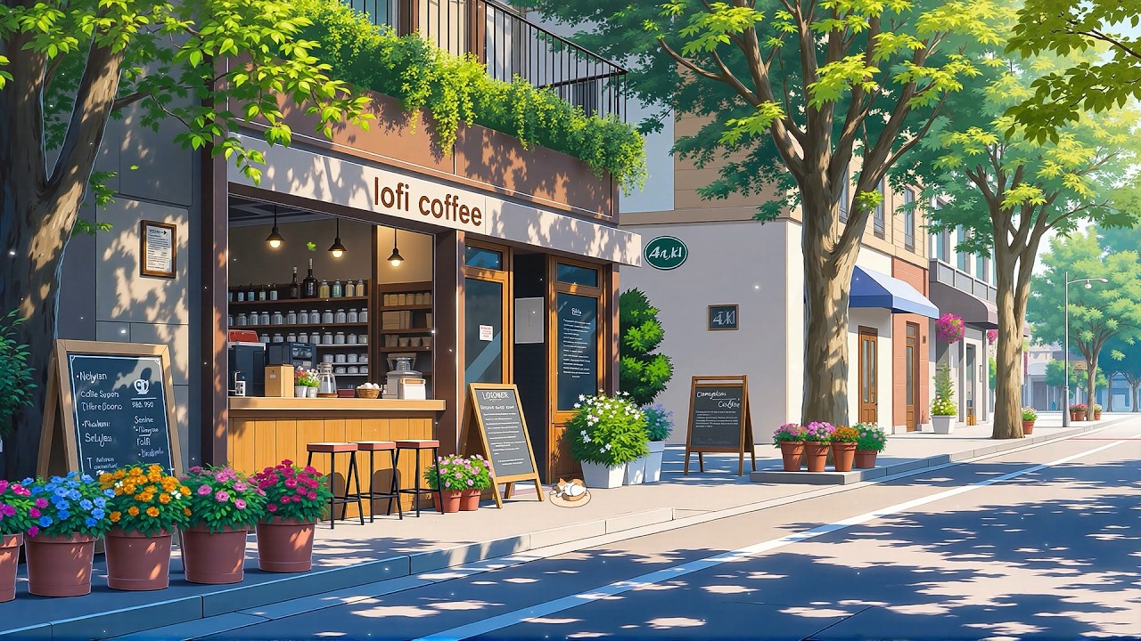 Quiet Street Coffee Shop ☀️ Soft Lofi Beats for Focus & Relax 🌿 Calm Morning Vibes ~ Lofi Chill.