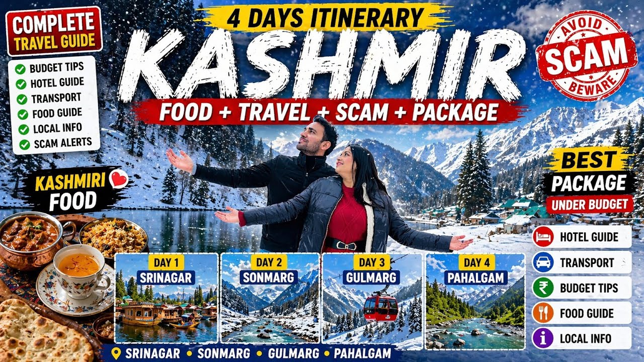 Kashmir 4 Days Itinerary | Kashmir Budget Tour Plan | Kashmir Tour Complete Guide | Kashmir Trip