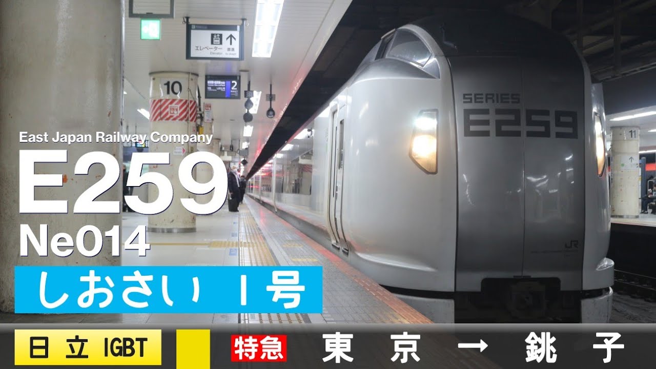 【全区間ﾊﾞｲﾉｰﾗﾙ走行音】E259系Ne014［日立IGBT-VVVF］＜総武本線＞［特急しおさい1号］東京→銚子