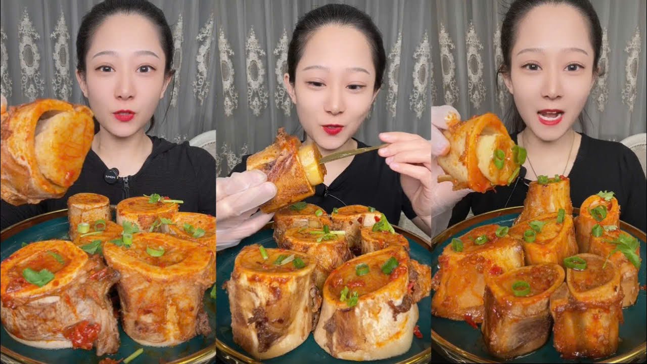Asmr mukbang eating bone marrow - full 2 hours long - alice food #384